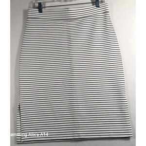 Ann Taylor Loft Skirt Size 8  Black‎ Stripe Cotton Pencil Career Cocktails White